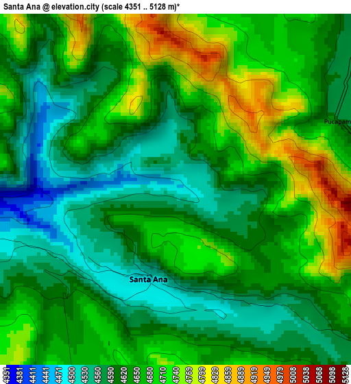 Santa Ana elevation map