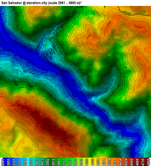 San Salvador elevation map