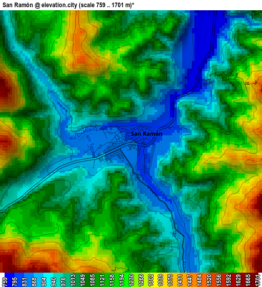San Ramón elevation map