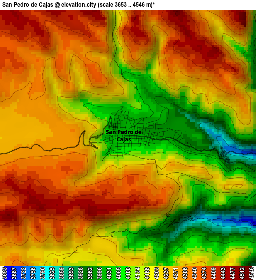 San Pedro de Cajas elevation map