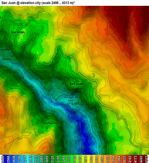 San Juan elevation map