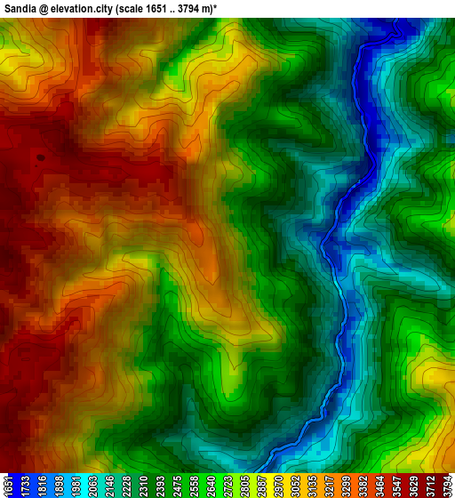 Sandia elevation map