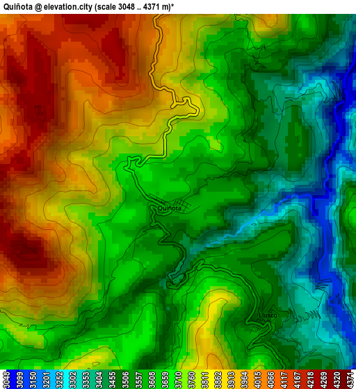 Quiñota elevation map