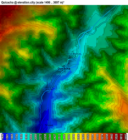 Quicacha elevation map