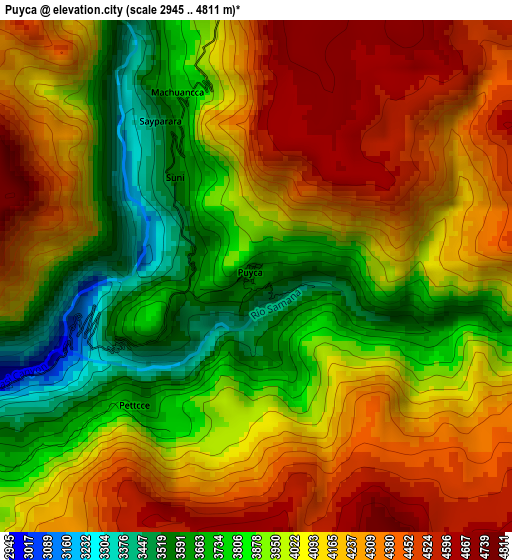 Puyca elevation map