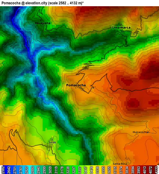 Pomacocha elevation map