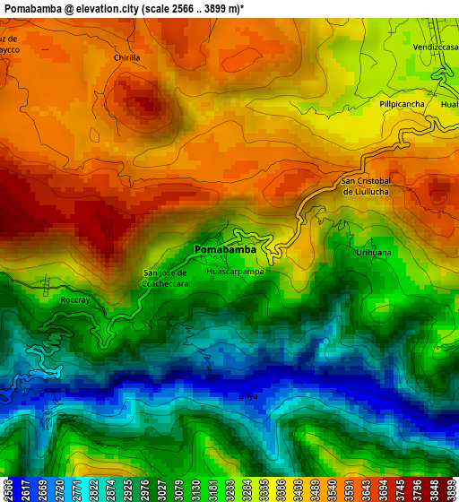 Pomabamba elevation map