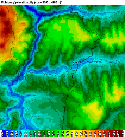 Pichigua elevation map