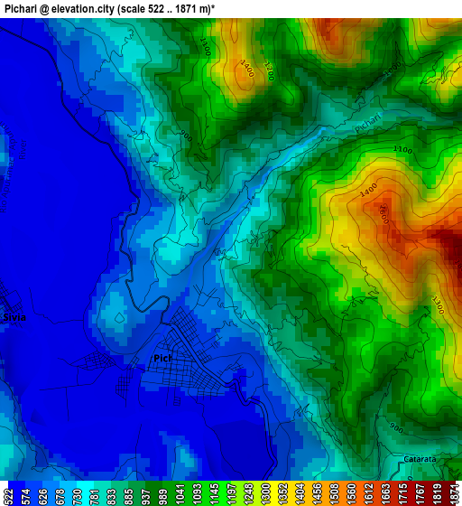 Pichari elevation map