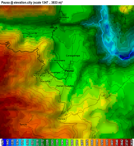 Pausa elevation map