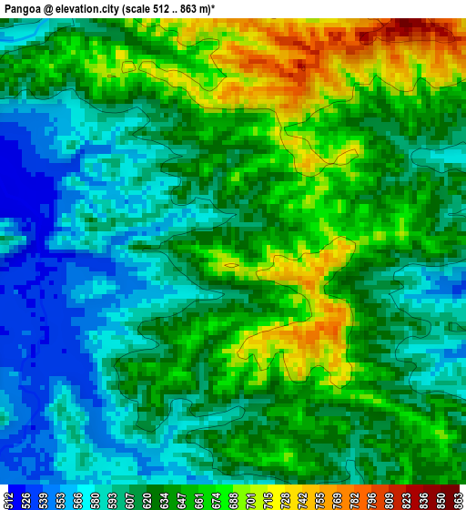 Pangoa elevation map