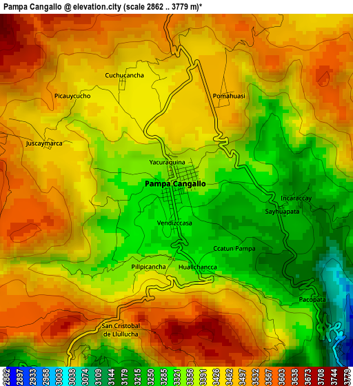 Pampa Cangallo elevation map