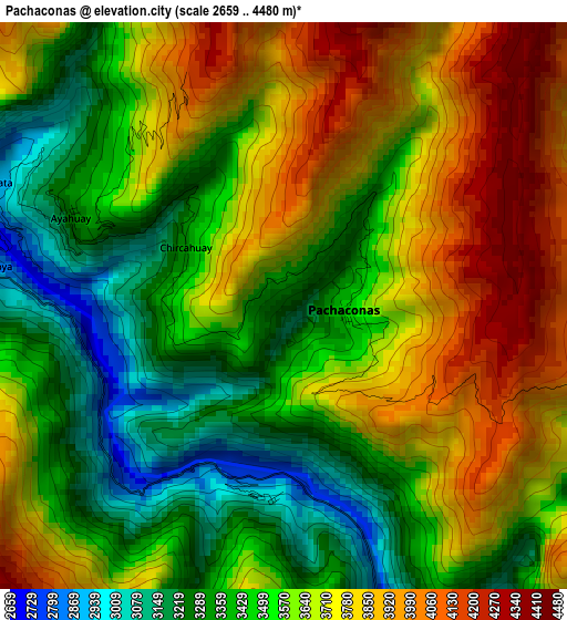 Pachaconas elevation map