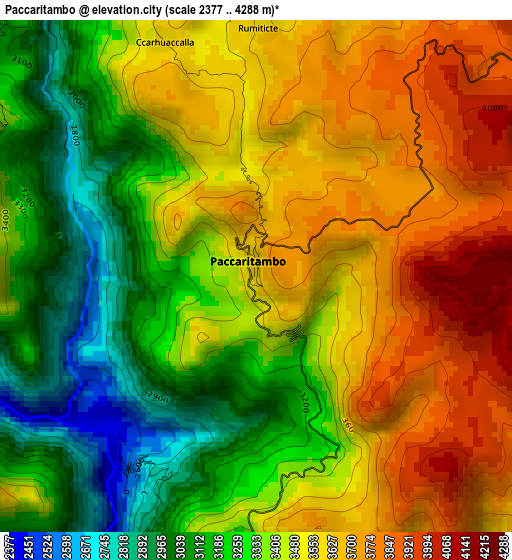 Paccaritambo elevation map