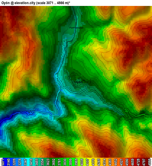 Oyón elevation map