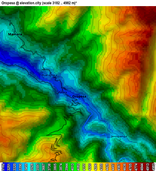 Oropesa elevation map