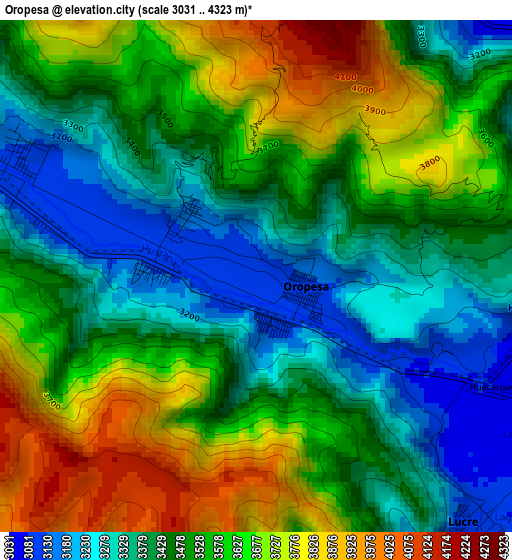 Oropesa elevation map