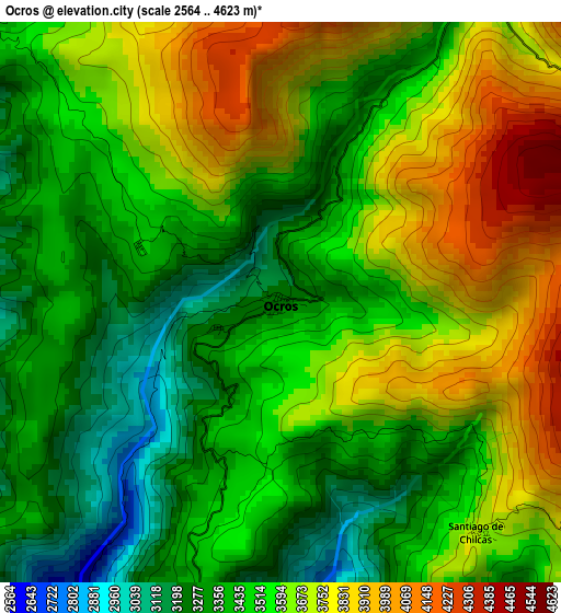 Ocros elevation map