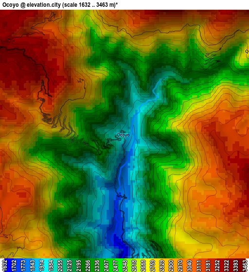 Ocoyo elevation map