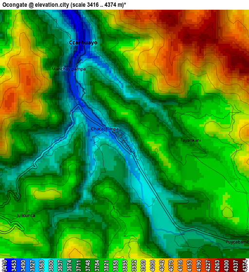 Ocongate elevation map