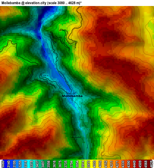 Mollebamba elevation map