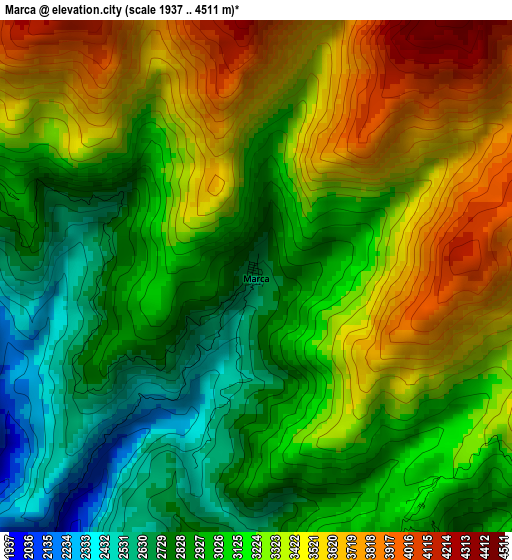 Marca elevation map