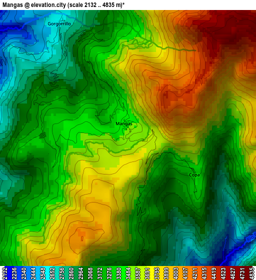 Mangas elevation map