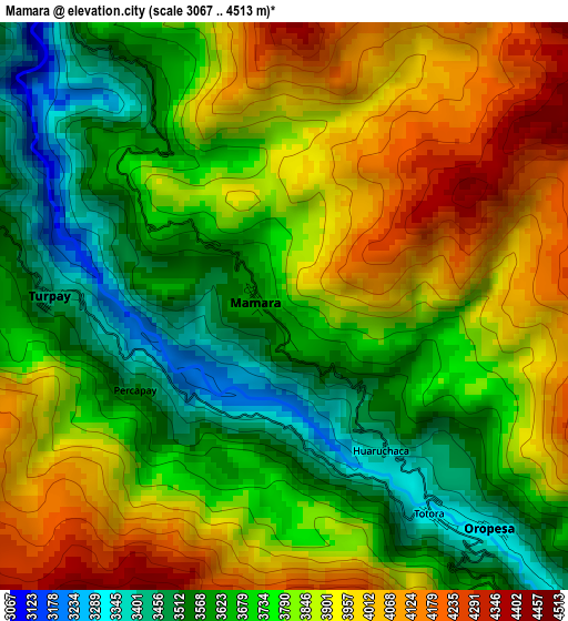 Mamara elevation map