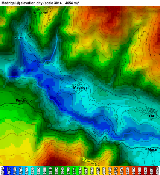 Madrigal elevation map