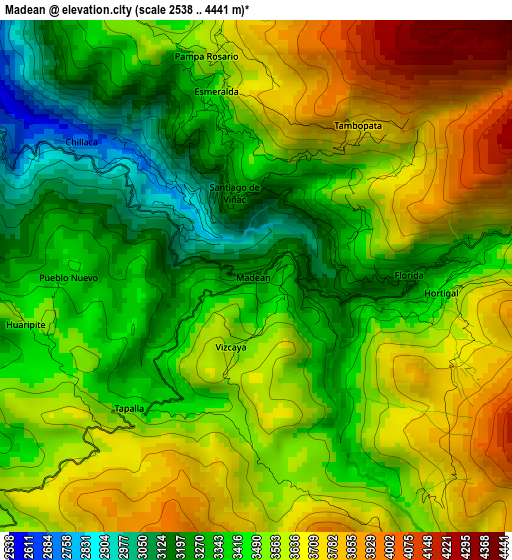 Madean elevation map