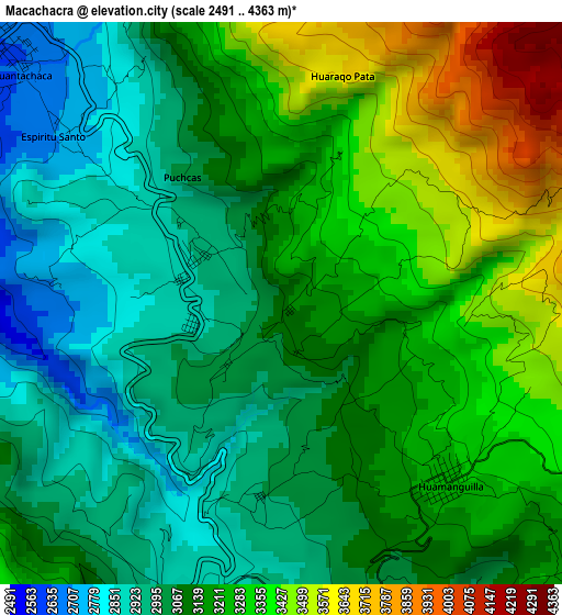 Macachacra elevation map