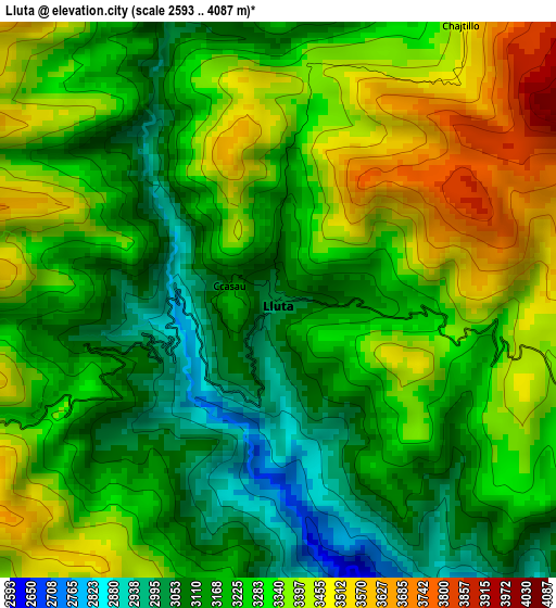 Lluta elevation map