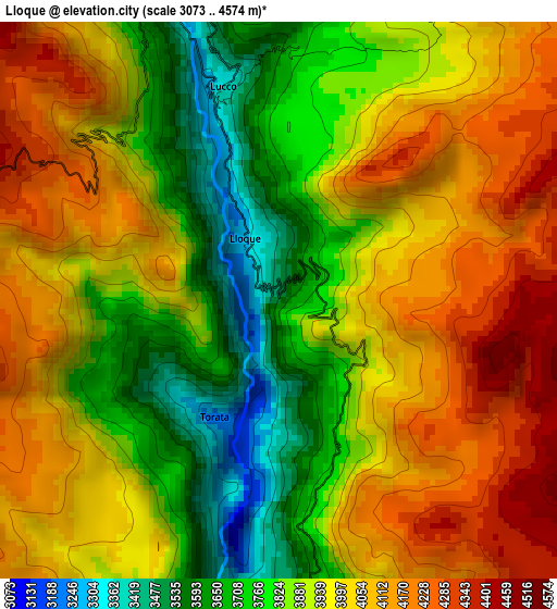 Lloque elevation map