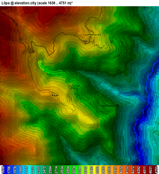 Llipa elevation map