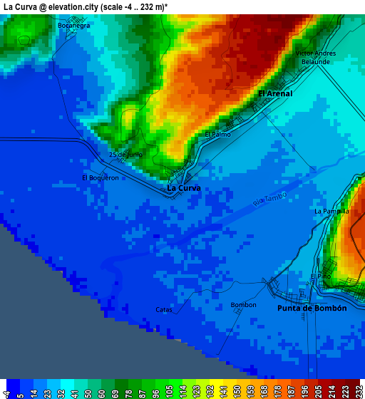 La Curva elevation map