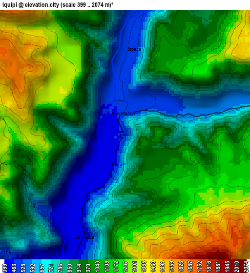 Iquipi elevation map