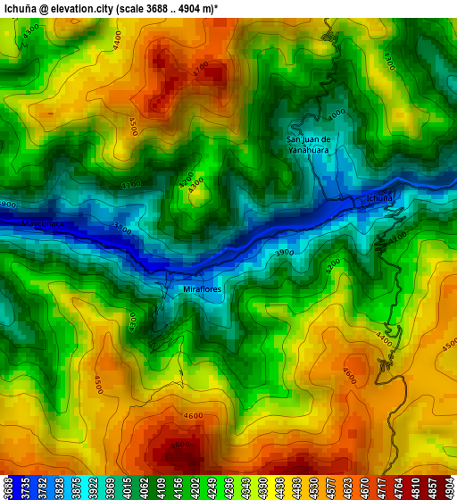 Ichuña elevation map