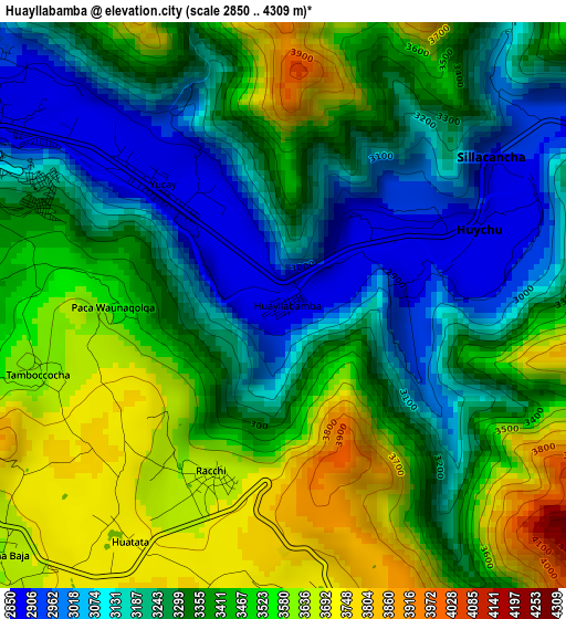 Huayllabamba elevation map