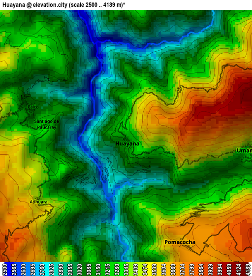 Huayana elevation map