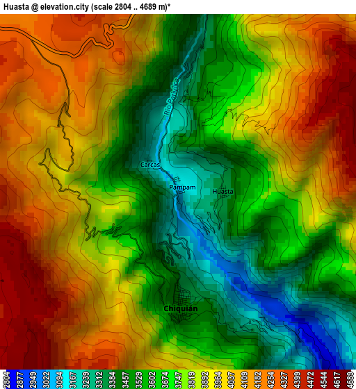 Huasta elevation map