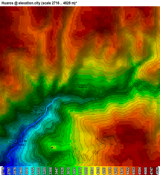 Huaros elevation map