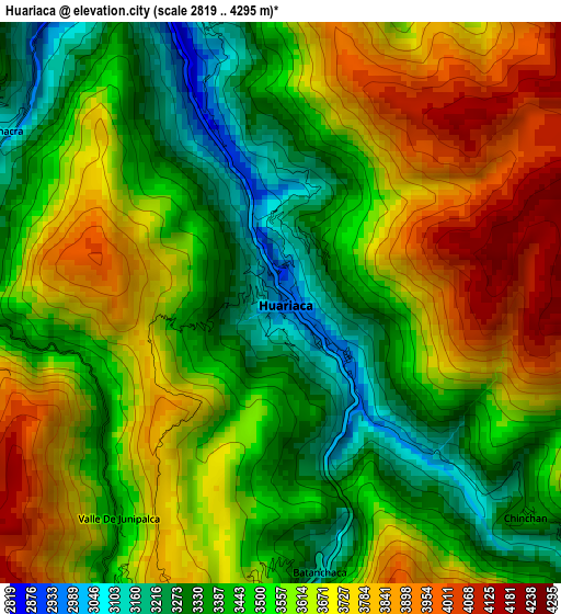 Huariaca elevation map