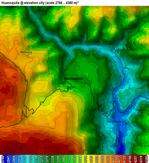 Huanoquite elevation map