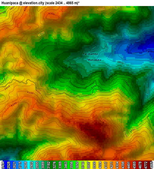 Huanipaca elevation map