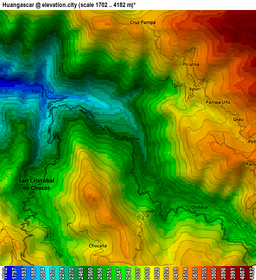 Huangascar elevation map