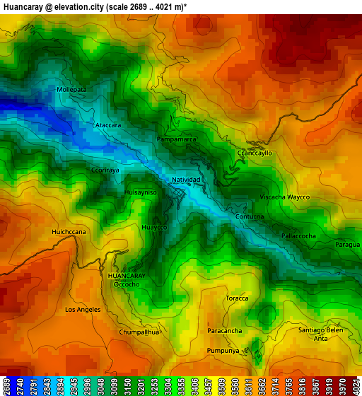 Huancaray elevation map