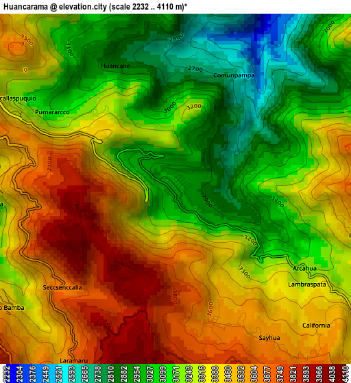 Huancarama elevation map