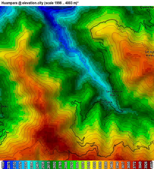 Huampara elevation map