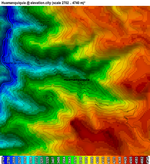 Huamanquiquia elevation map