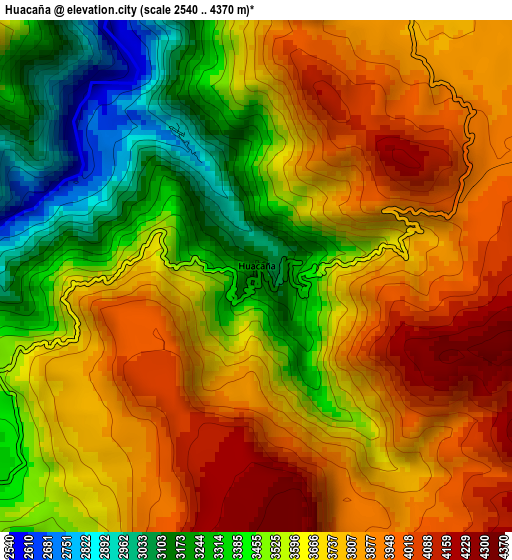 Huacaña elevation map